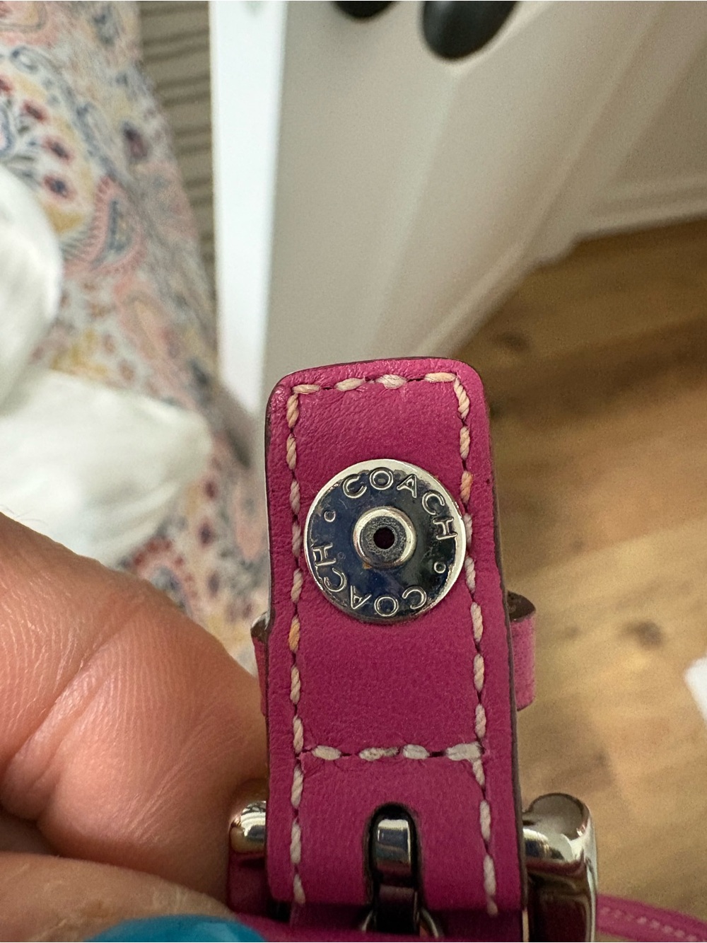 Coach Pink Striped Wristlet - Picture 8 of 13
